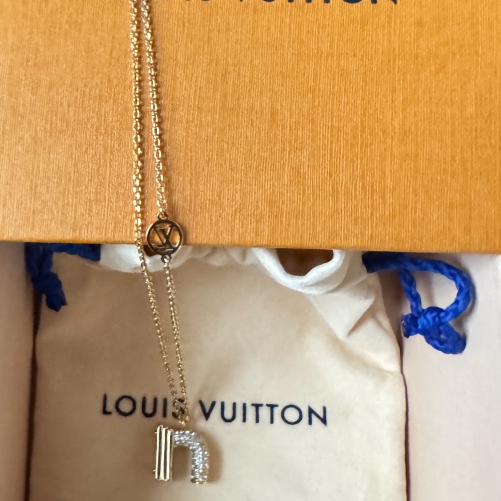 Louis Vuitton Gold & Crystal LV And Me Letter “N” Necklace - Picture 9 of 9